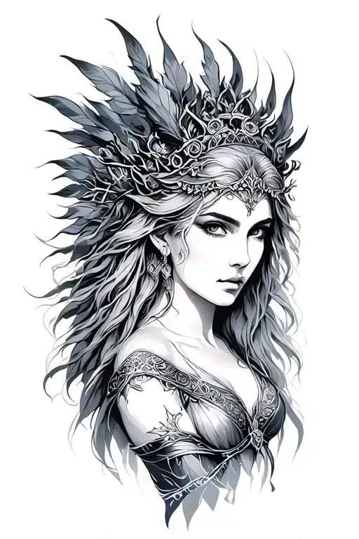 Freya goddess tattoo design idea