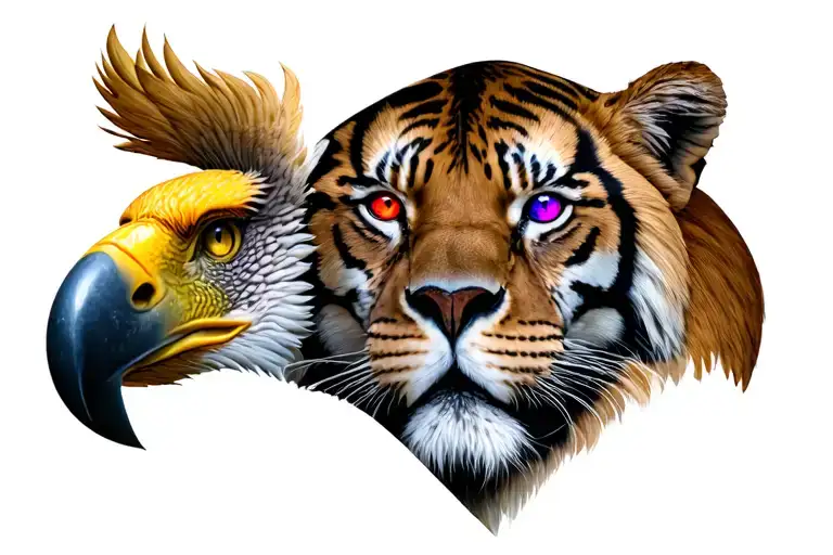 Any animal other than a lion, tiger or eagle , with colours on the eyes tattoo design idea