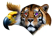 Any animal other than a lion, tiger or eagle , with colours on the eyes tattoo design idea