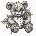 carebear, gothic, bleeding heart   tattoo design idea