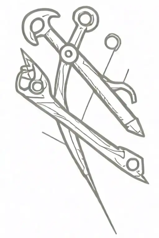 needle and wrench crossed tattoo design idea