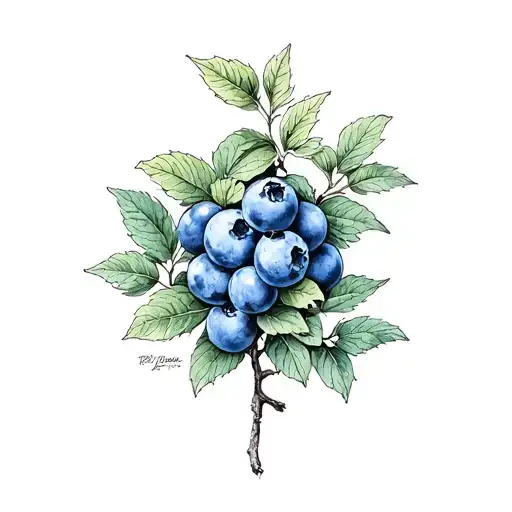 blueberry bush tattoo design idea