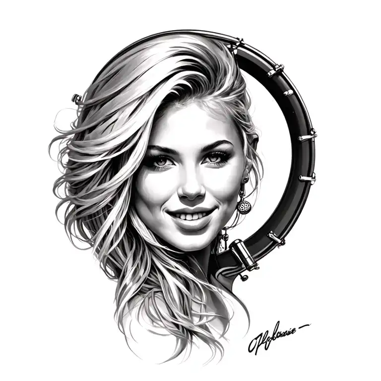 Drums motorbike sexy blonde girl tattoo design idea