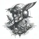 person watching for enemies. looking for a person with unconditional love  tattoo design idea