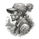 person watching for enemies. looking for a person with unconditional love  tattoo design idea