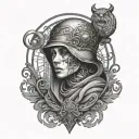 person watching for enemies. looking for a person with unconditional love  tattoo design idea