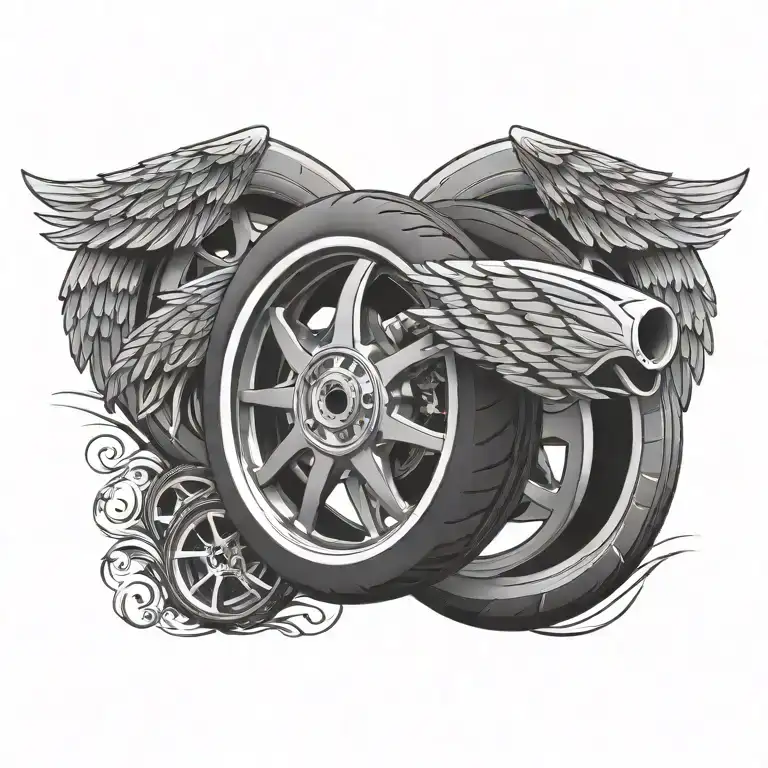 wing shaped race wheels  tattoo design idea