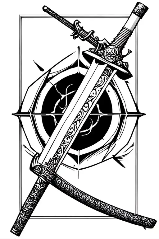 samurai sword katana surrounded tattoo design idea