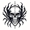 spider web skull flames tattoo design idea