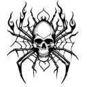 spider web skull flames tattoo design idea