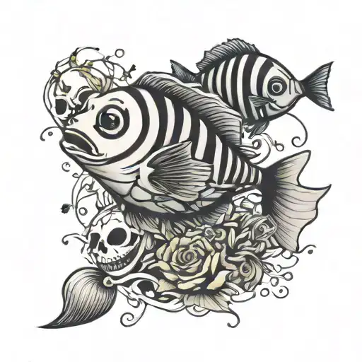 clown fish, jack skellington, simba tattoo design idea