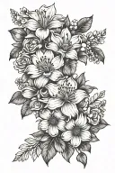 flower boquet of april birth flower and december birth flower tattoo design idea