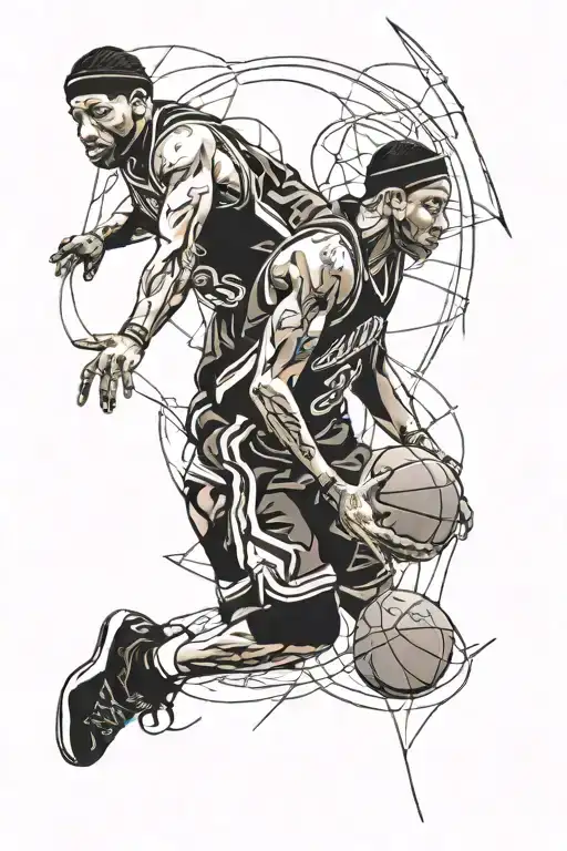 allen iverson versus jordan crossover tattoo design idea