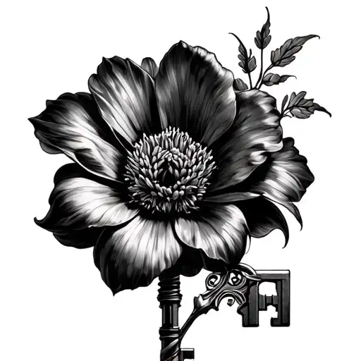 I would like a tattoo with a key and my dad’s birth flower and something to make it special since he passed away. I want tattoo design idea