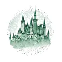 Emerald City from wizard of oz simple small outline tattoo design idea