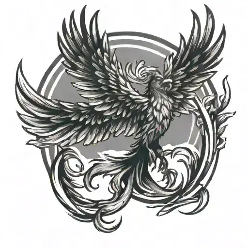 phoenix with outstretched wings tattoo design idea