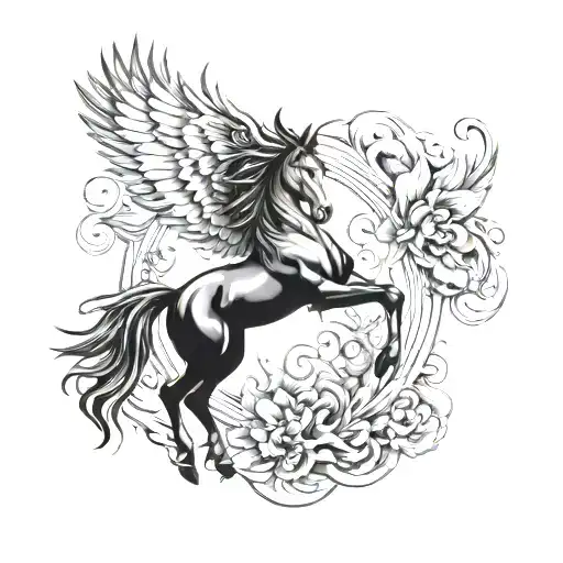 phoenix and horse tattoo design idea