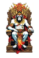 monkey king sitting on a throne tattoo design idea