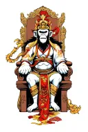 monkey king sitting on a throne tattoo design idea