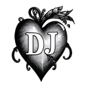 A heart and the initials D and J in it tattoo design idea