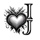 A heart and the initials D and J in it tattoo design idea