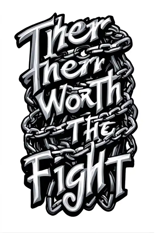 "Their worth the fight " text along chain wrapped tattoo design idea
