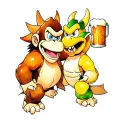 Bowser and Donkey Kong having a beer tattoo design idea