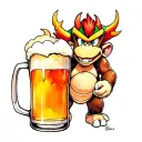Bowser and Donkey Kong having a beer tattoo design idea