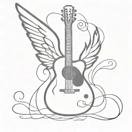 Guitar with wings  tattoo design idea