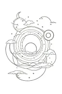 sun transitioning into land then waves then the moon tattoo design idea
