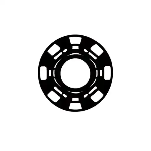 poker chip with bowling pins behind it tattoo design idea