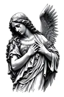 Roman Catholic fallen angel weeping tattoo design idea