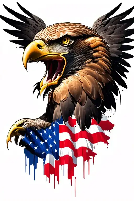 distressed American flag eagle head tattoo design idea