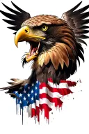 distressed American flag eagle head tattoo design idea