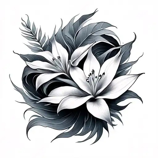 waves, angle, birds of paradise flower tattoo design idea