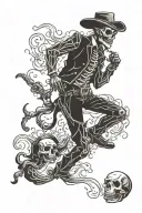 dancing cowboy skeleton tattoo design idea