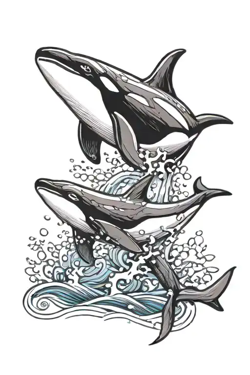 ballena orca swimming tattoo design idea