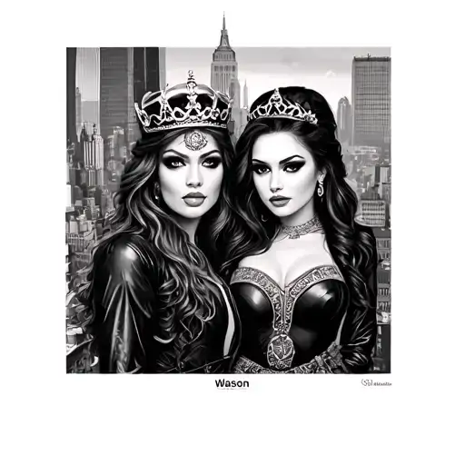 a photo of New York City showing the wason and harley queen together tattoo design idea