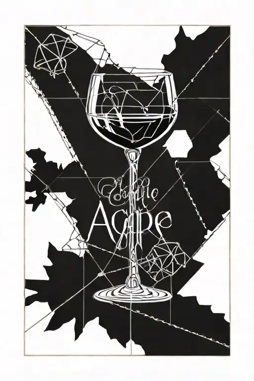 glass of wine with the word "Agape" in Barbie font tattoo design idea