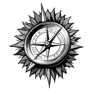 sun and compass intertwined tattoo design idea