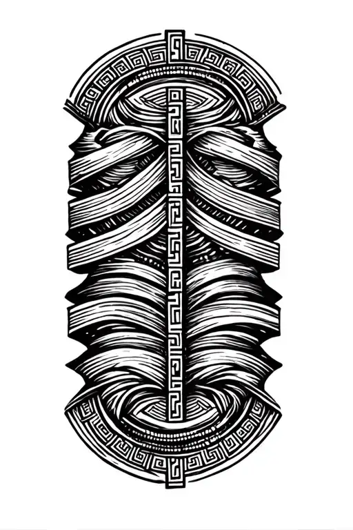  lines waves with Greek key arm band worked  tattoo design idea