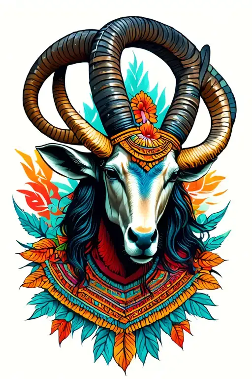 Capricorn tattoo with a Mexican Aztec twist tattoo design idea