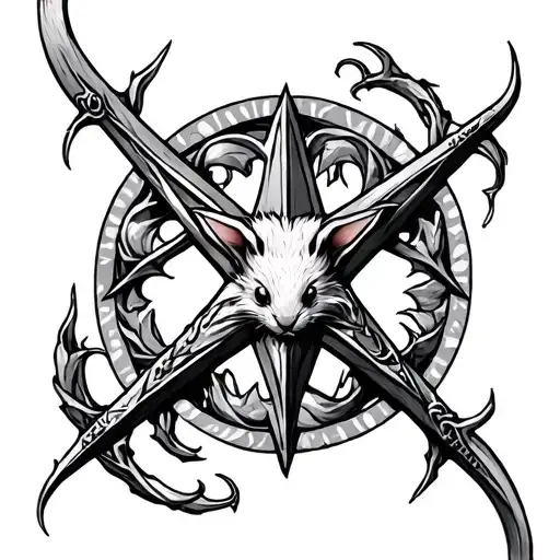 rat king chaos star tattoo design idea