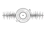 Minimalist DJ sound waves and vinyl plate tattoo design idea