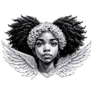 angel with a Afro  tattoo design idea