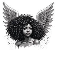 angel with a Afro  tattoo design idea