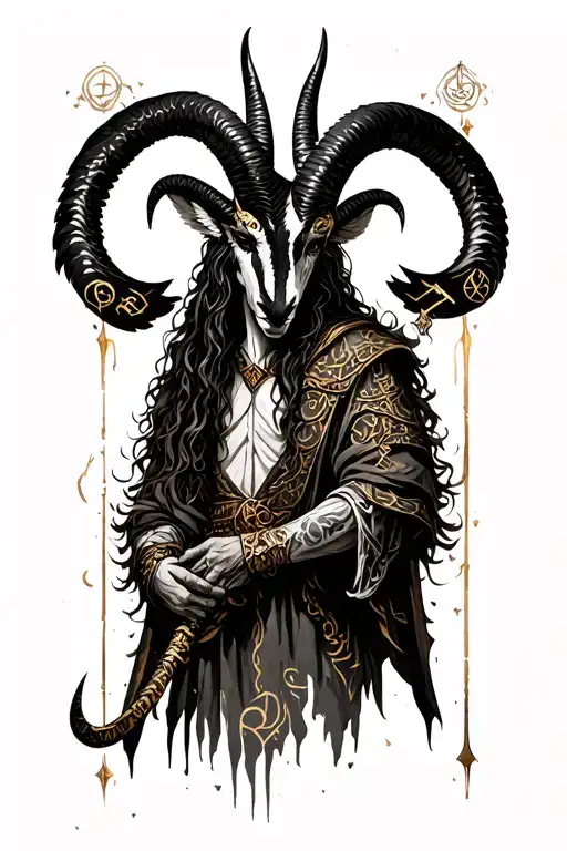 arcangel uriel with capricorn zodiac sign tattoo design idea