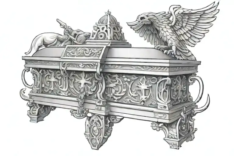 ark of the covenant with Jesus as the high priest and king tattoo design idea