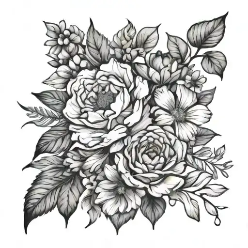March, April, August, October, November birth flowers tattoo design idea