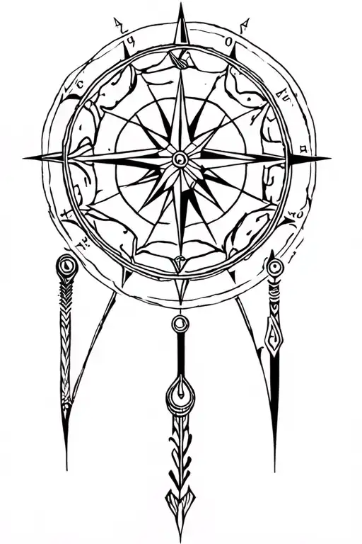 web of wyrd with vegvisir viking compass tattoo design idea